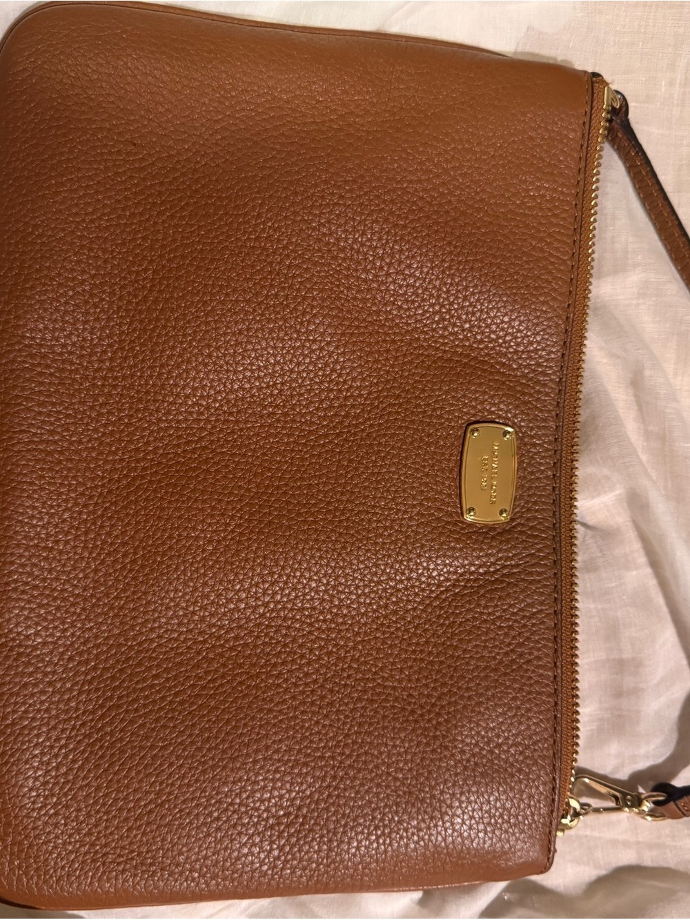 Michael Kors Tan Pebbled Leather Crossbody with Gold Hardware
